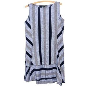 For Cynthia Linen Blend Striped Dress Small